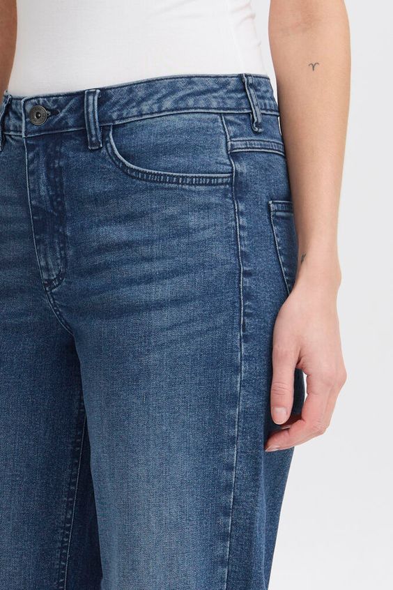 ICHI Twiggy Straight Denim Authentic Blue Jeans