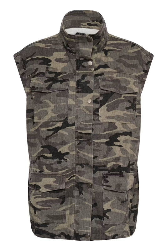 Kaffe Lilana Warm Waistcoat in Camo