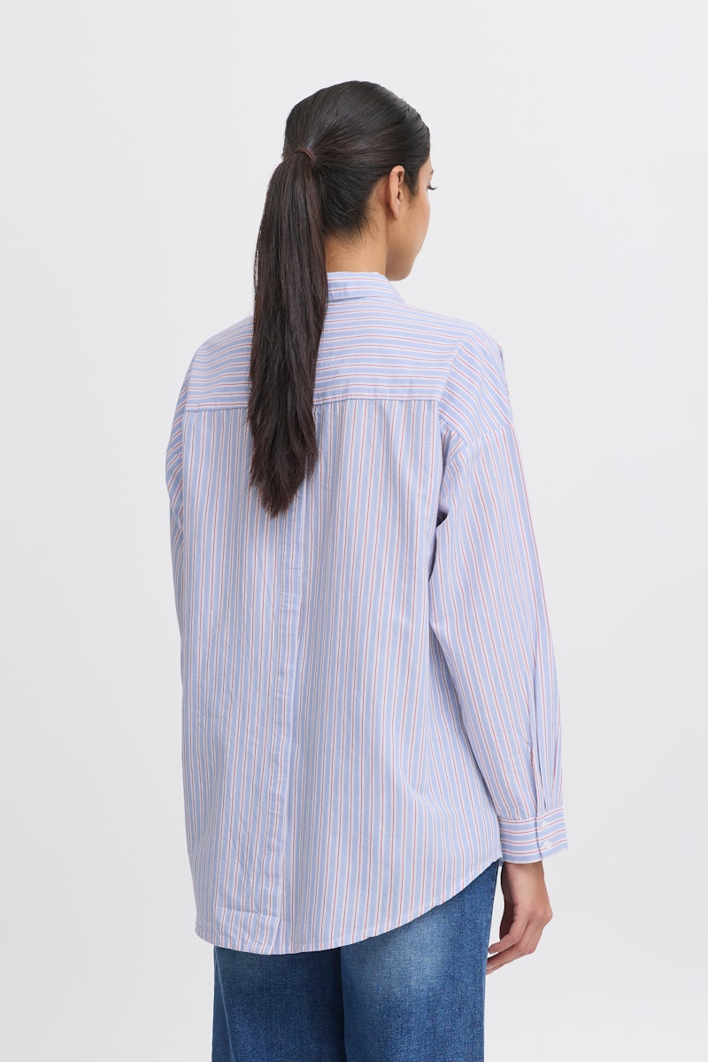 Ichi Janex Shirt in Della Robbia Blue Multi Stripe