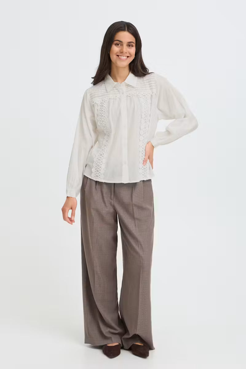 Fransa Lacita Shirt in Blanc De Blanc