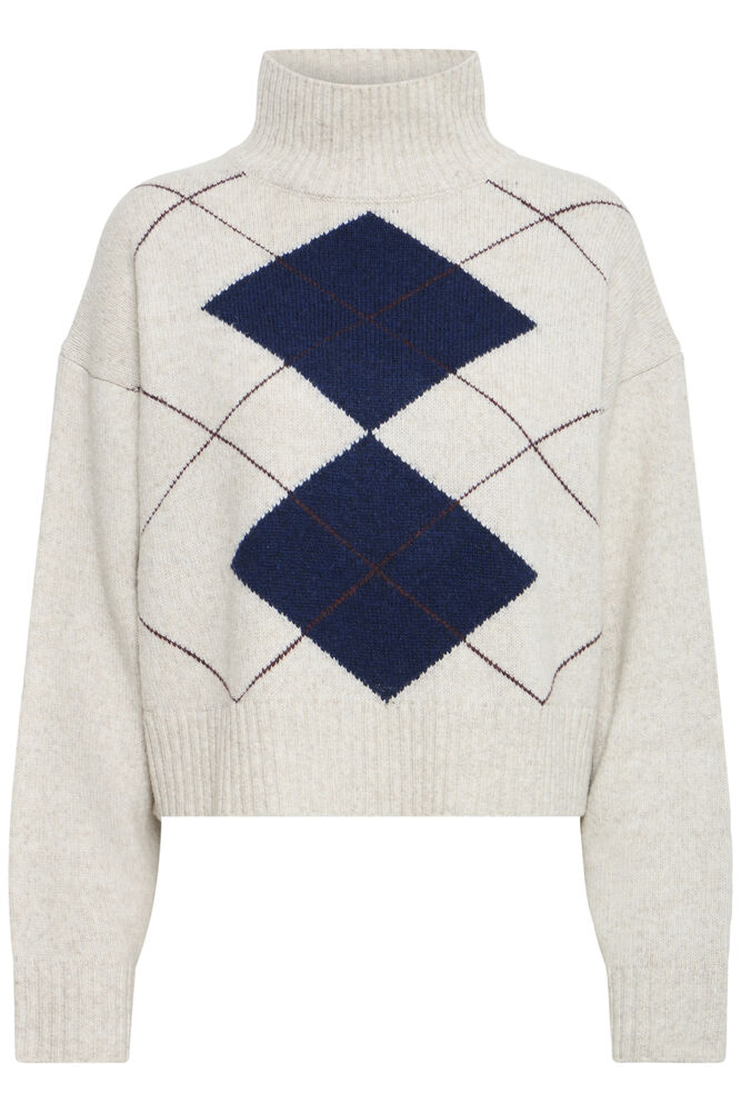 Fransa GIGI Pullover in Oatmeal Melange Check