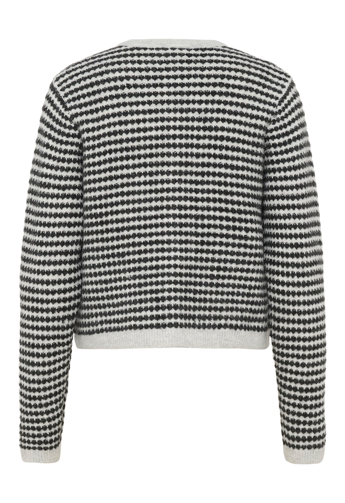 Kaffe Ellery Knit Cardigan in Light Grey Marl & Black Structure