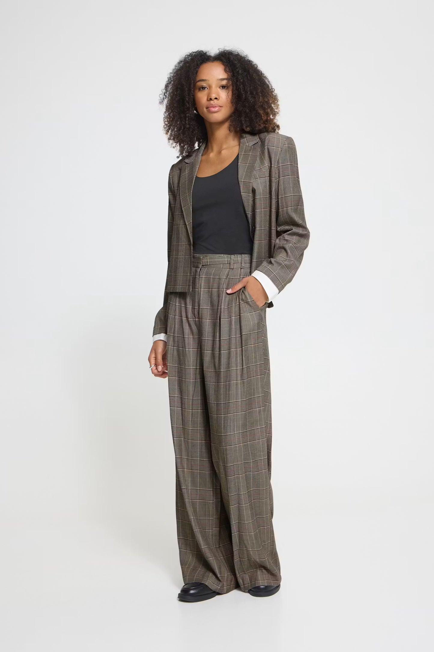 Ichi Laito Pant in Black &Toasted Check