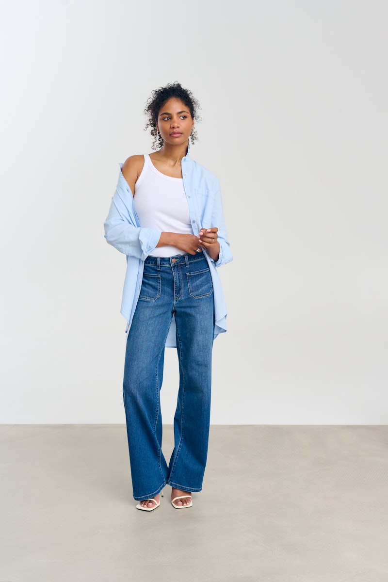 Kaffe Karla HW Wide Jeans in Medium Blue Wash