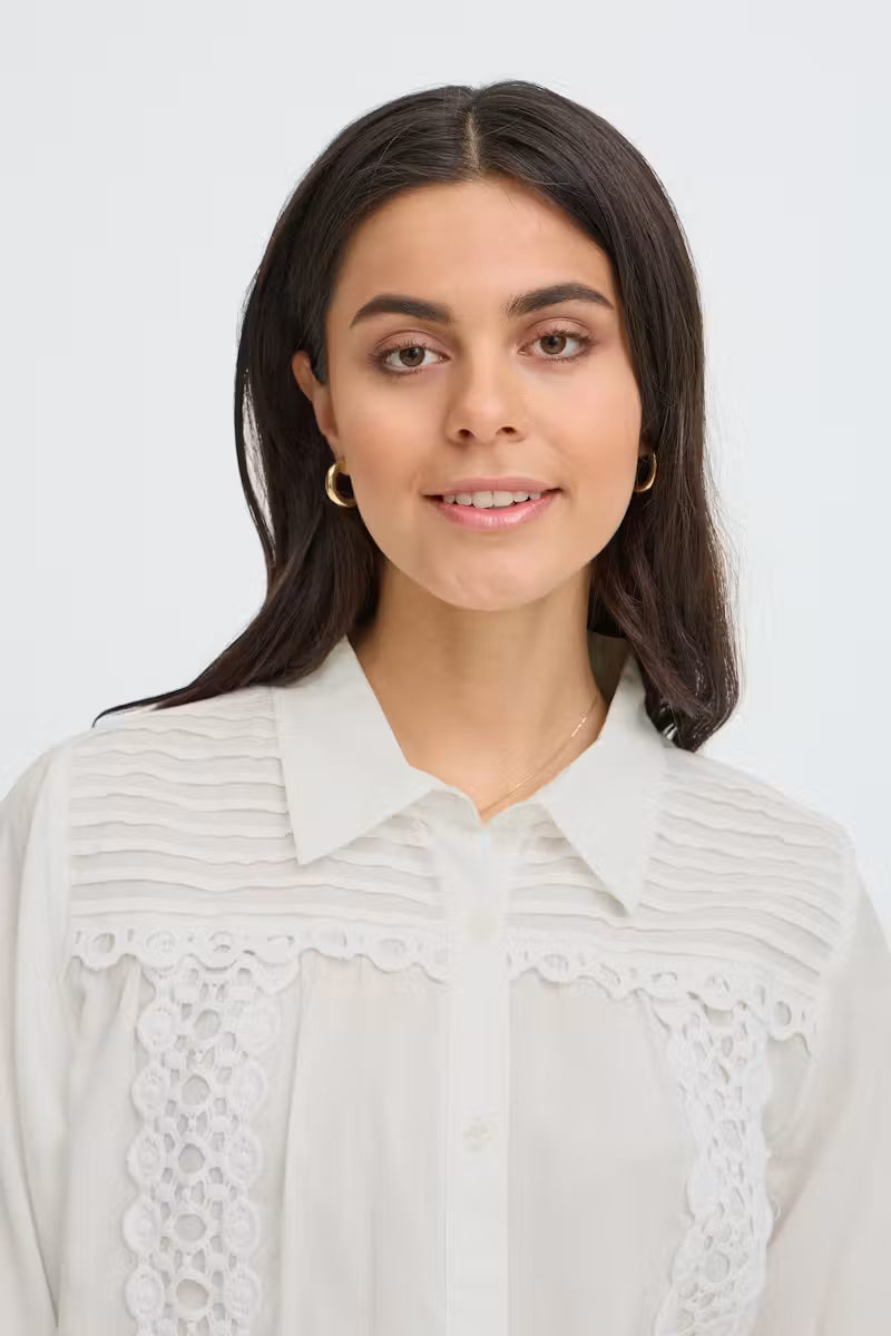 Fransa Lacita Shirt in Blanc De Blanc