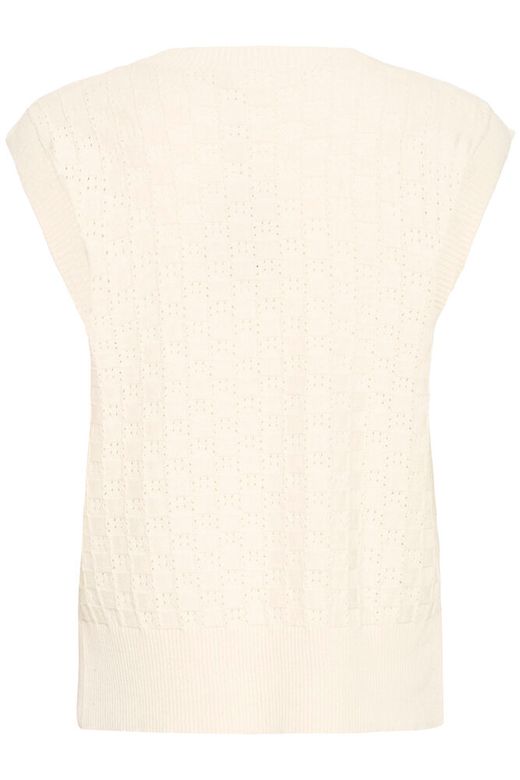 Fransa Sammy Knitted Vest in Whisper White