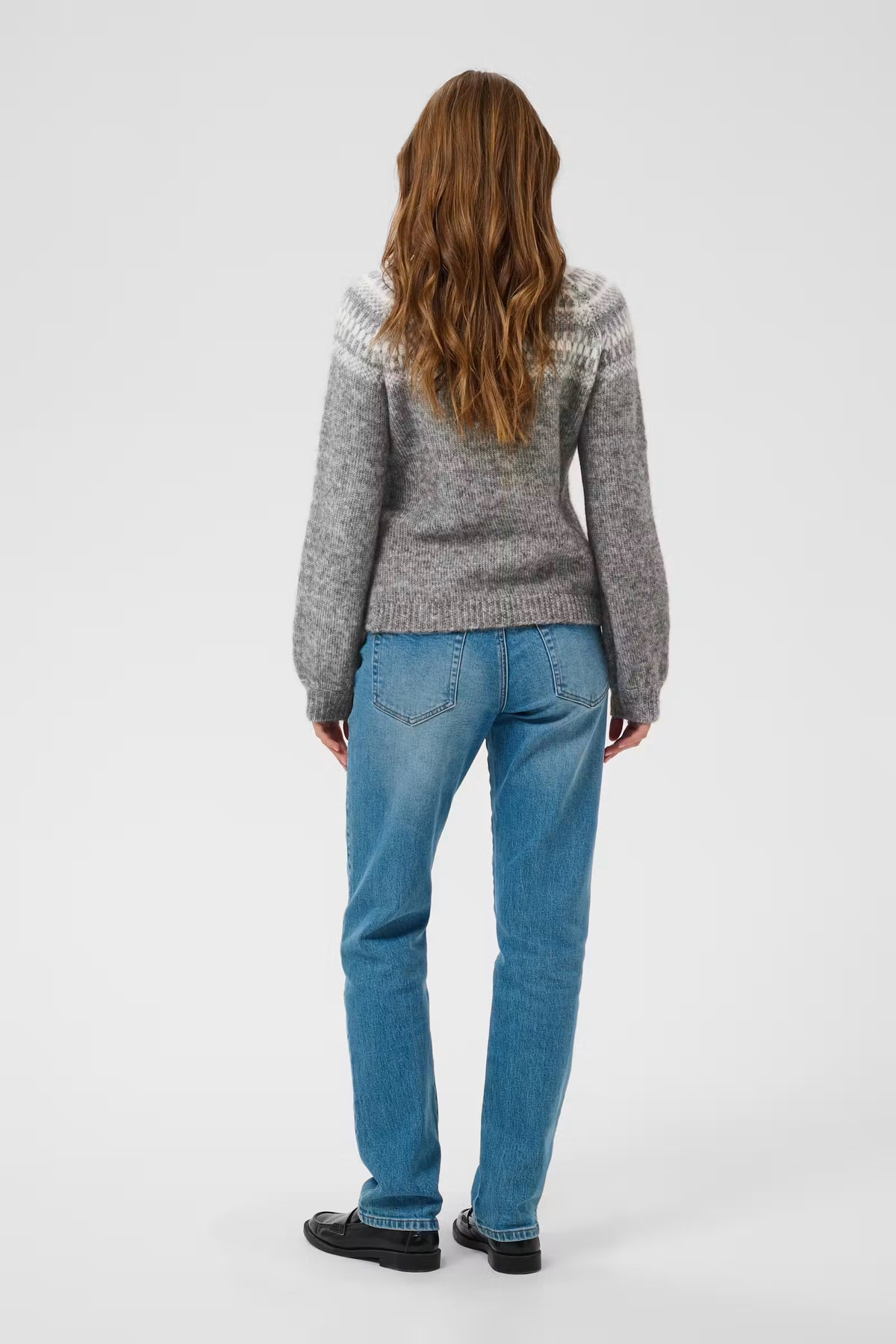 Kaffe Gerda Pullover in Dark Grey Melange/Chalk