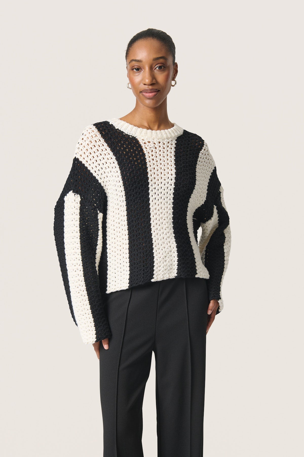 Soaked in Luxury Menaka Pullover in a loose knit stripe