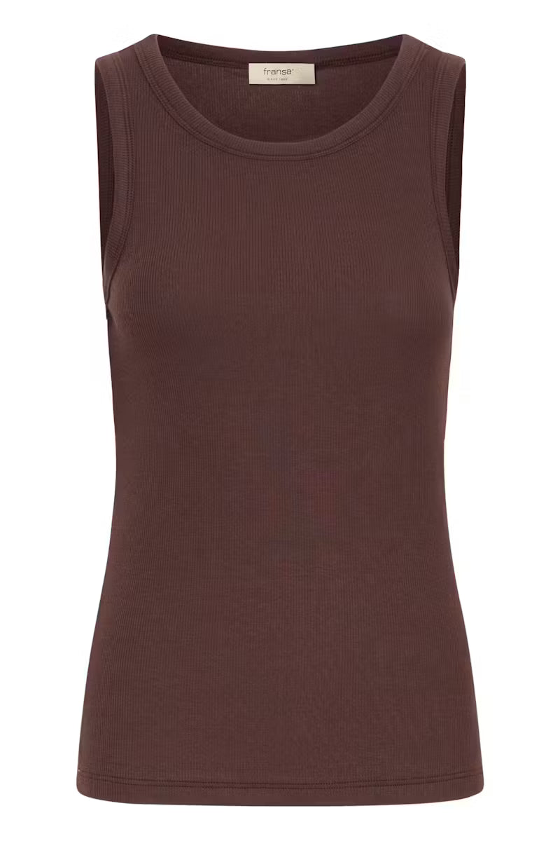 Fransa Hizamond Vest Top in Chocolate