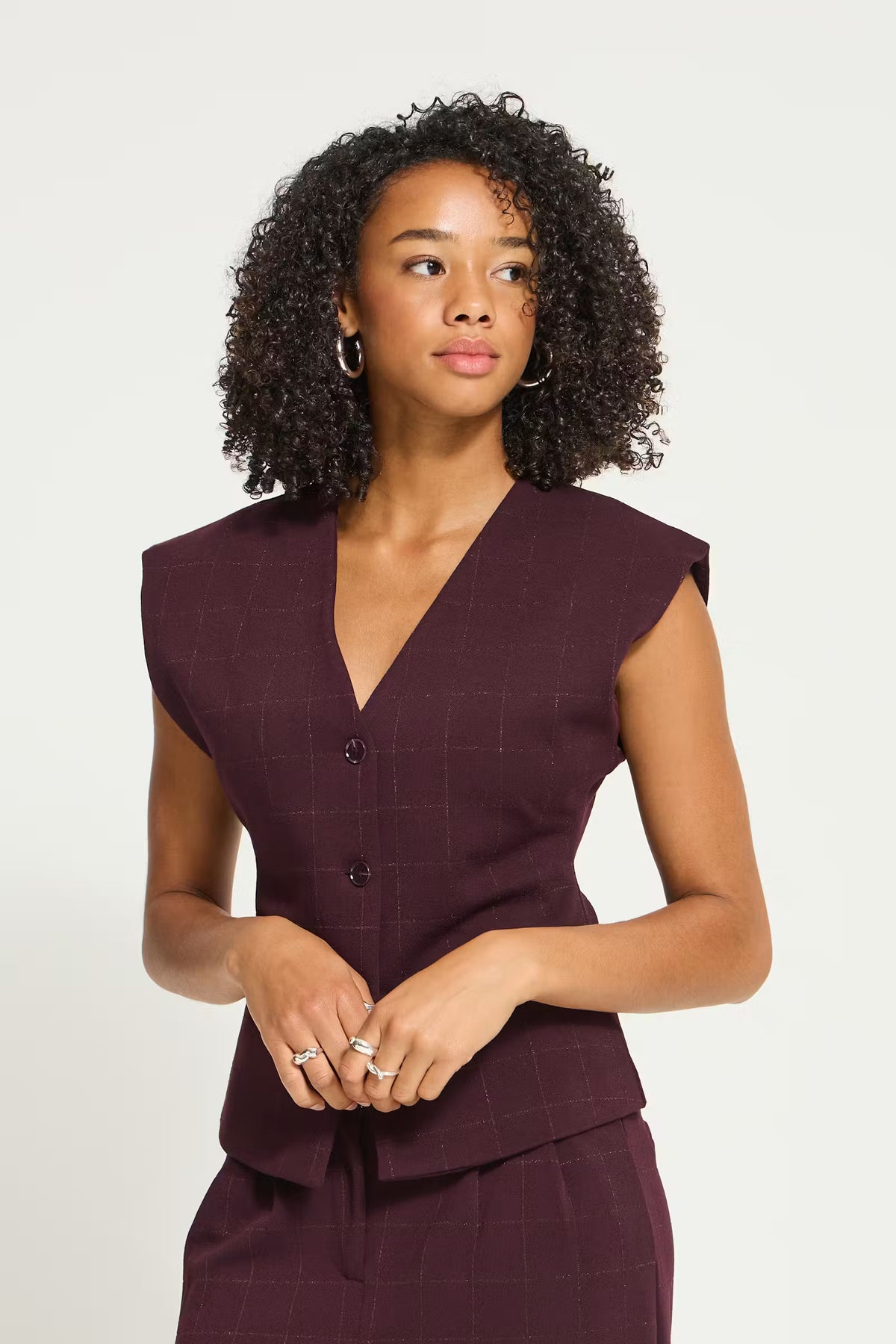 ICHI  Kate Sparkelly Waistcoat in Fudge