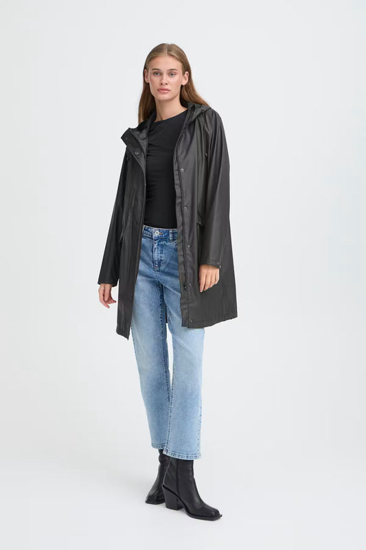ICHI Tazi Black Raincoat