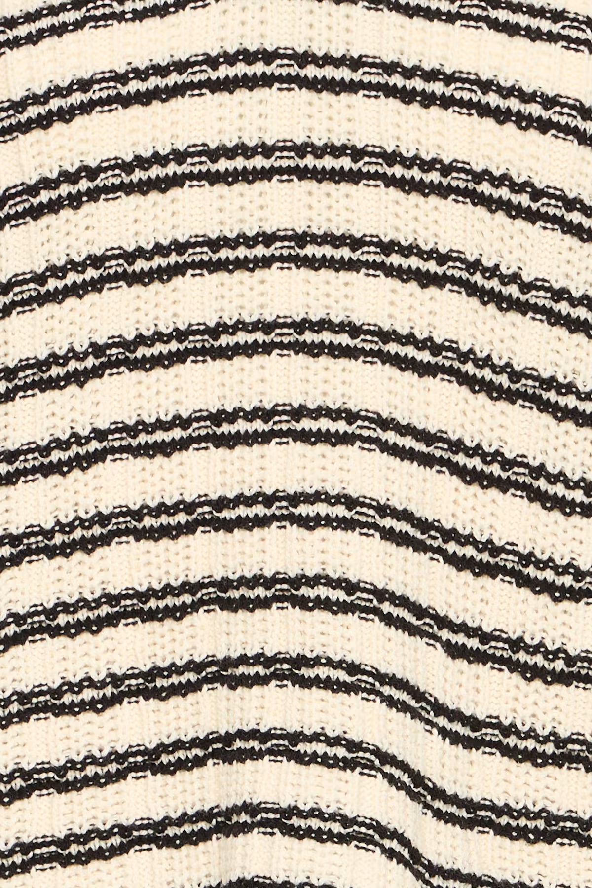 ICHI Channy Knitted Polo in Birch with Black Stripe