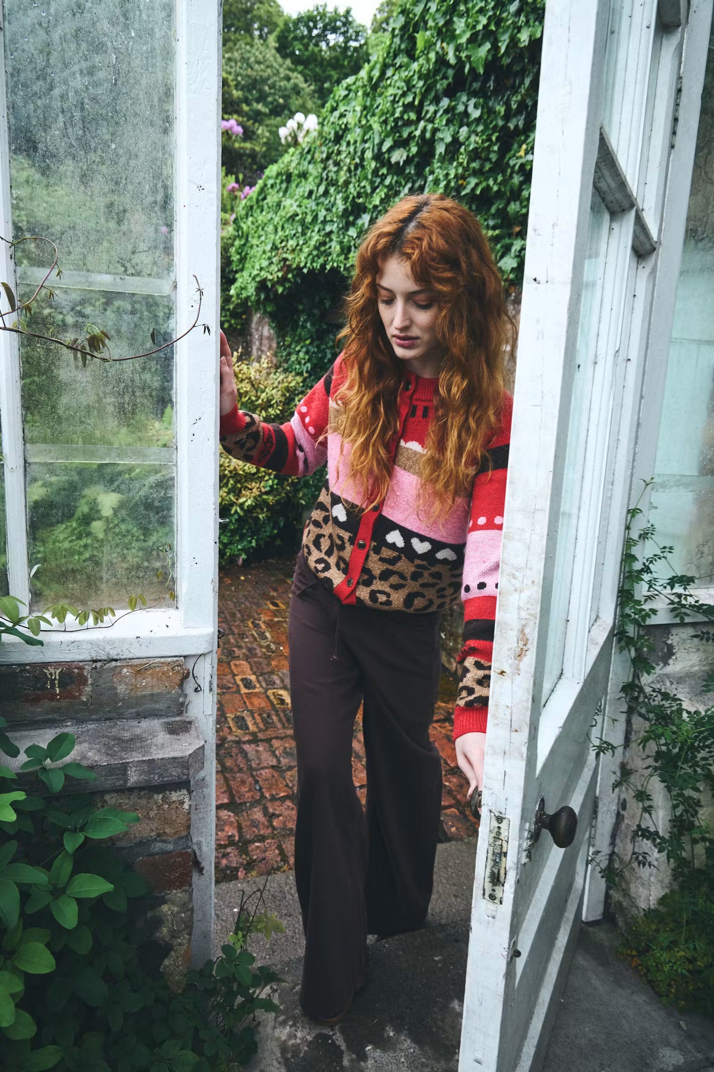 Ichi Lovoni Cardigan in Poinsettia Mulitpattern