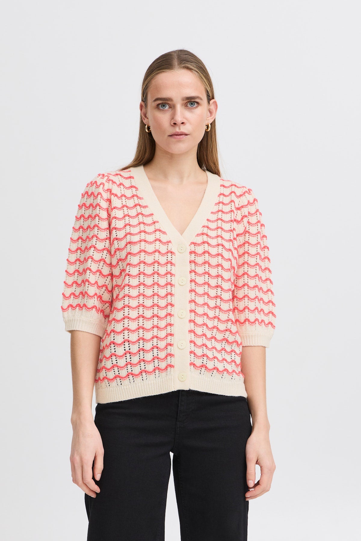 ICHI Ardina Cardigan in Geranium