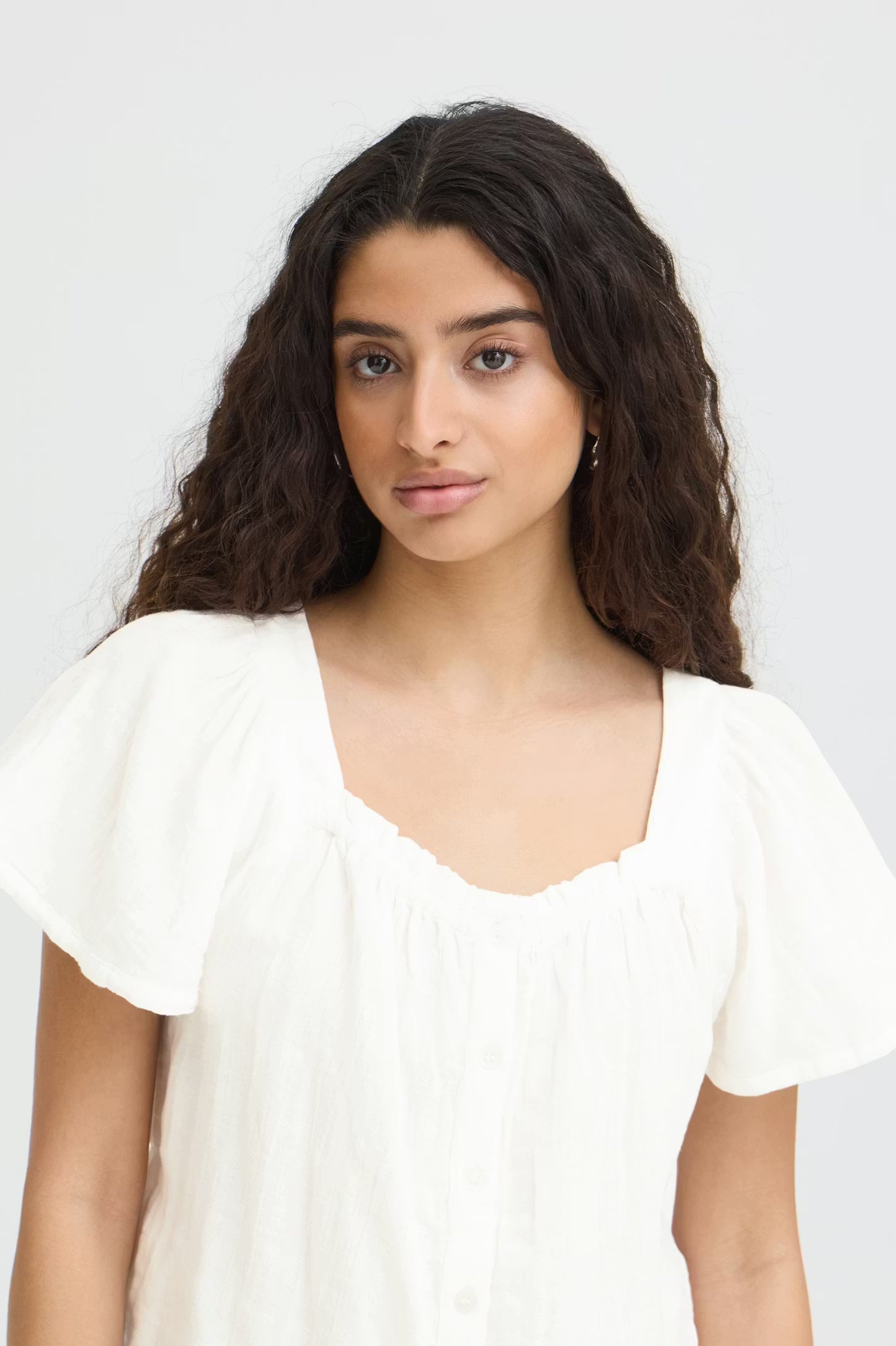 Ichi Foxa SS Blouse in Cloud Dancer