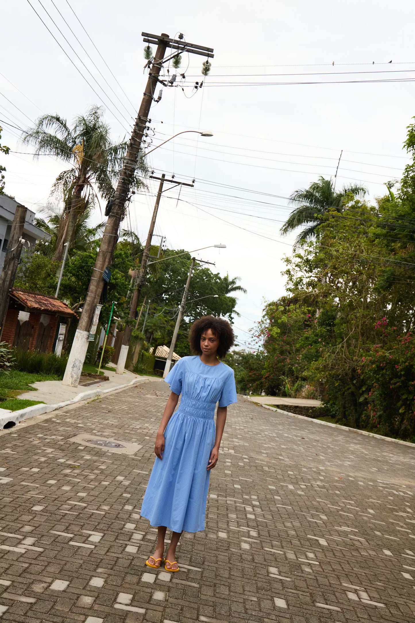 ICHI Wenda Dress in Blue / White Check