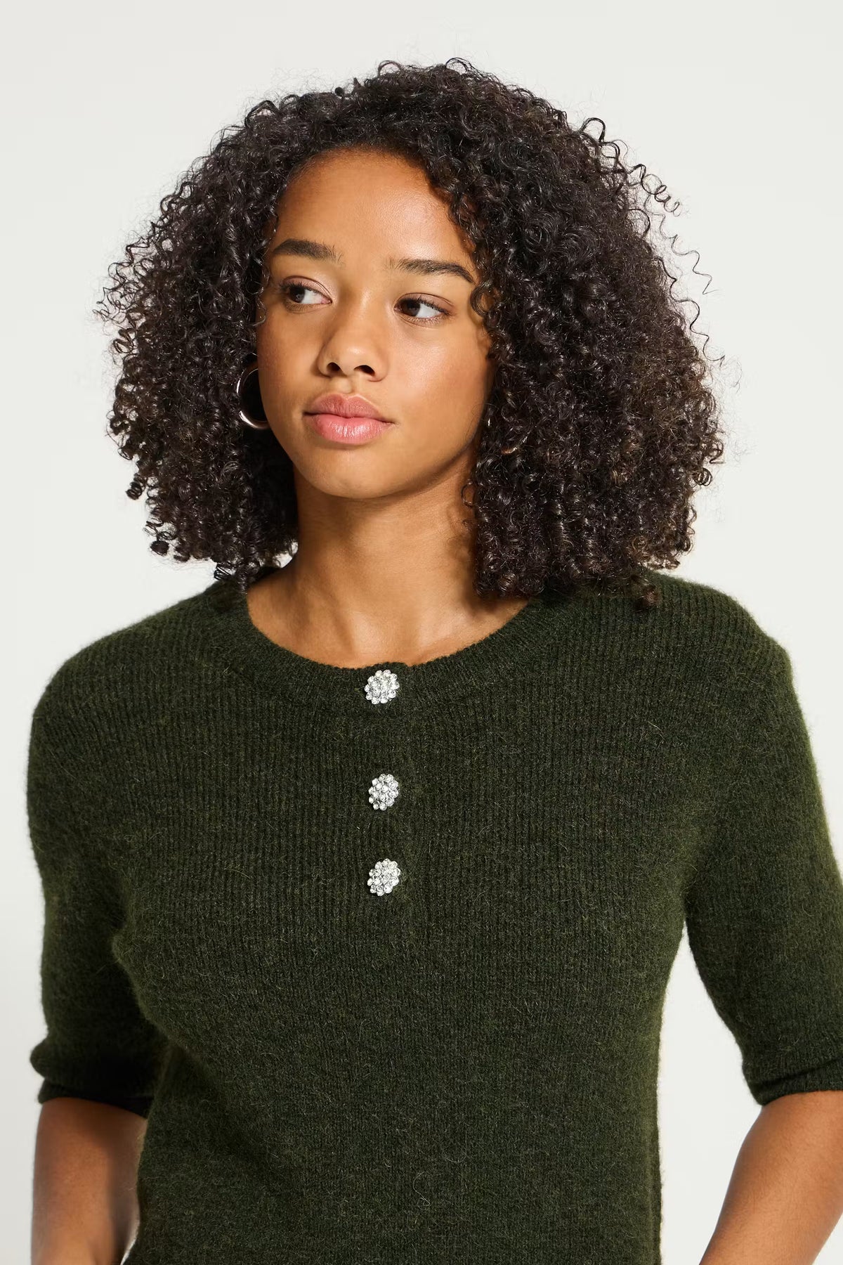 ICHI Fantia Knit in Forest Night Melange