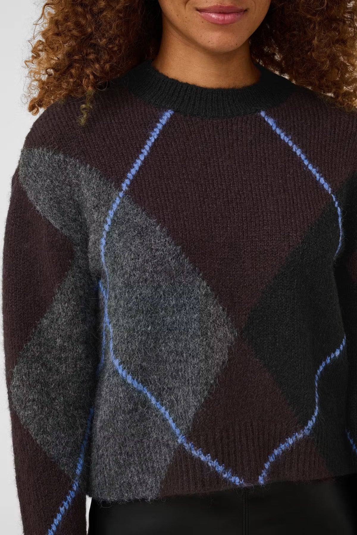 Kaffe Grith Wool Blend Argyle Pullover