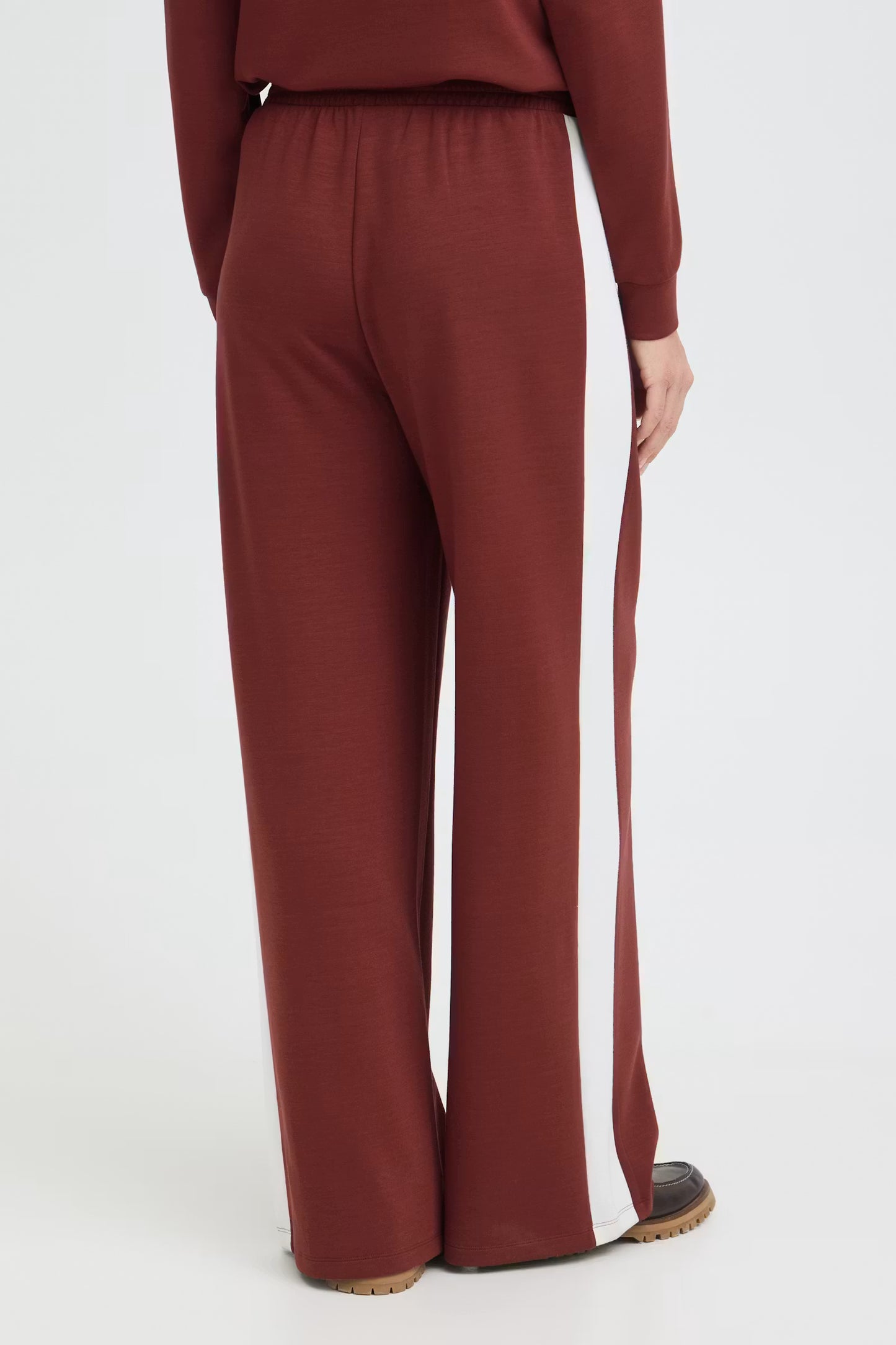 Fransa Aurora Pant in Rum with White Contrast Stripe