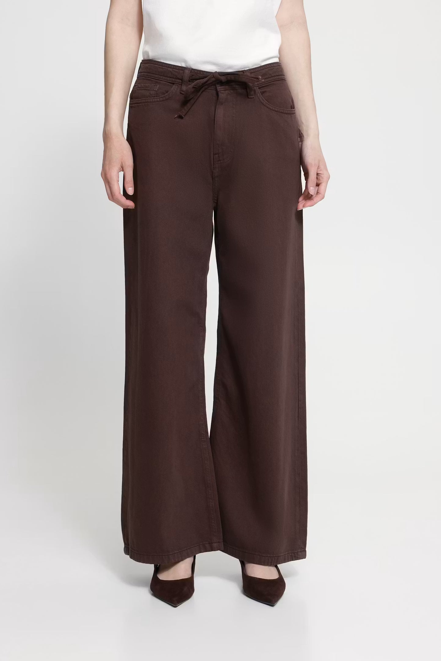 ICHI Hezano Wide Pant in Chicory Coffee / Brown