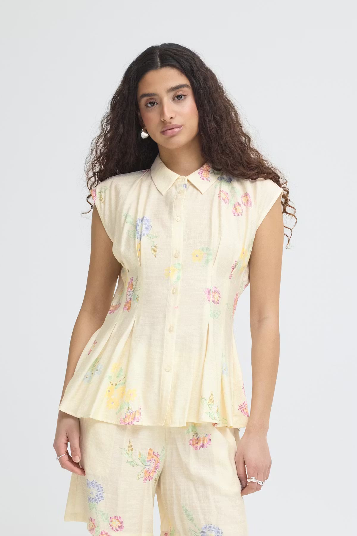 ICHI Ginni Shirt in Cross Stitch Flowers