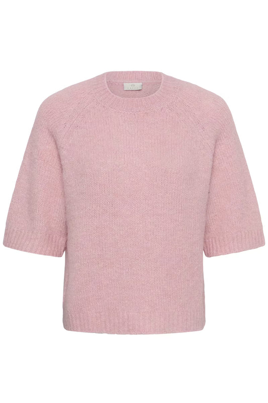Kaffe Emilie Cropped Knit Pullover in Wild Rose