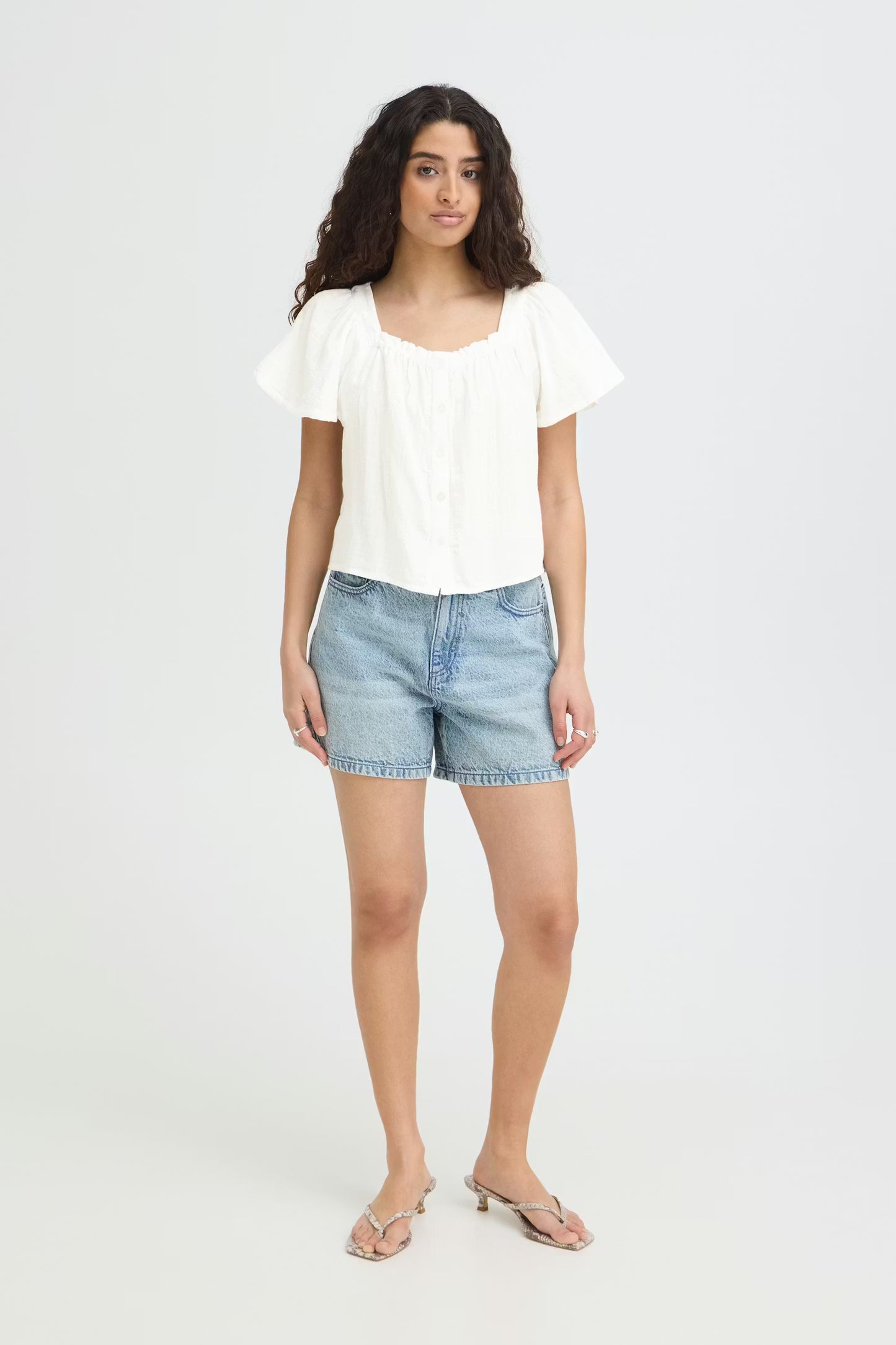Ichi Foxa SS Blouse in Cloud Dancer