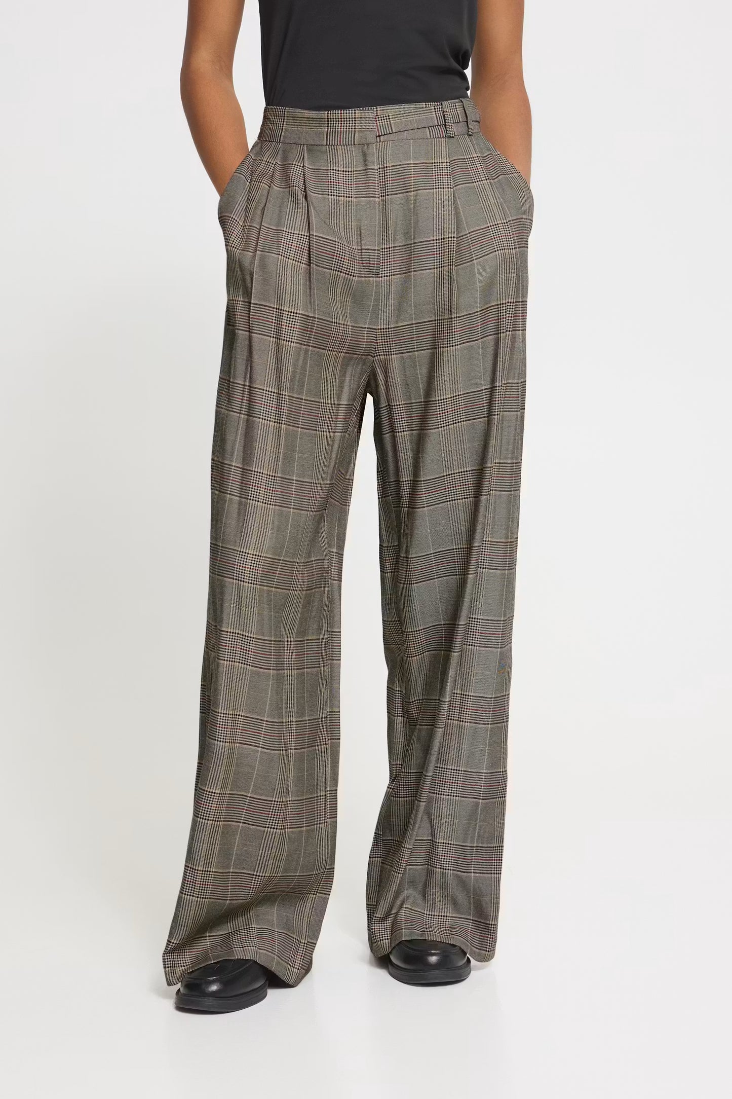 Ichi Laito Pant in Black &Toasted Check