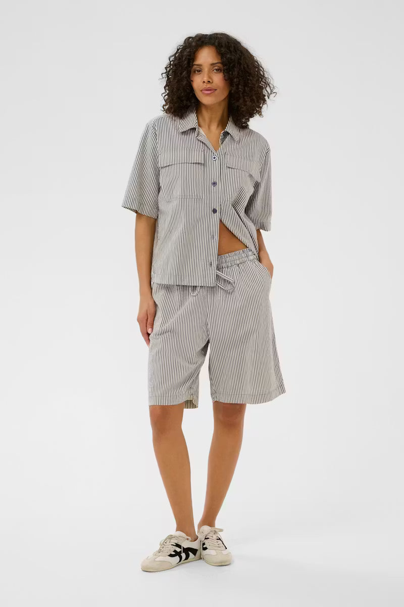 Kaffe Naya Short in Midnight/White Stripe