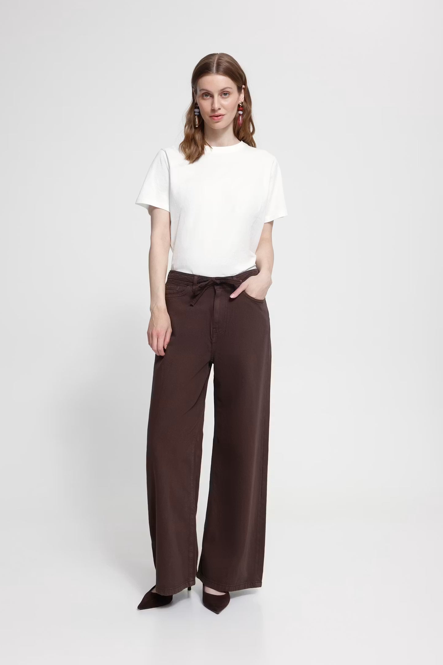 ICHI Hezano Wide Pant in Chicory Coffee / Brown