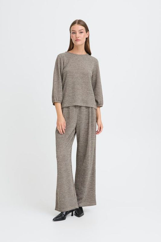 ICHI Danice SS Top in Silver Mink - Nature