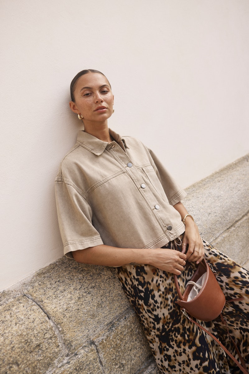 Kaffe Arania Denim Shirt in Washed Light Brown