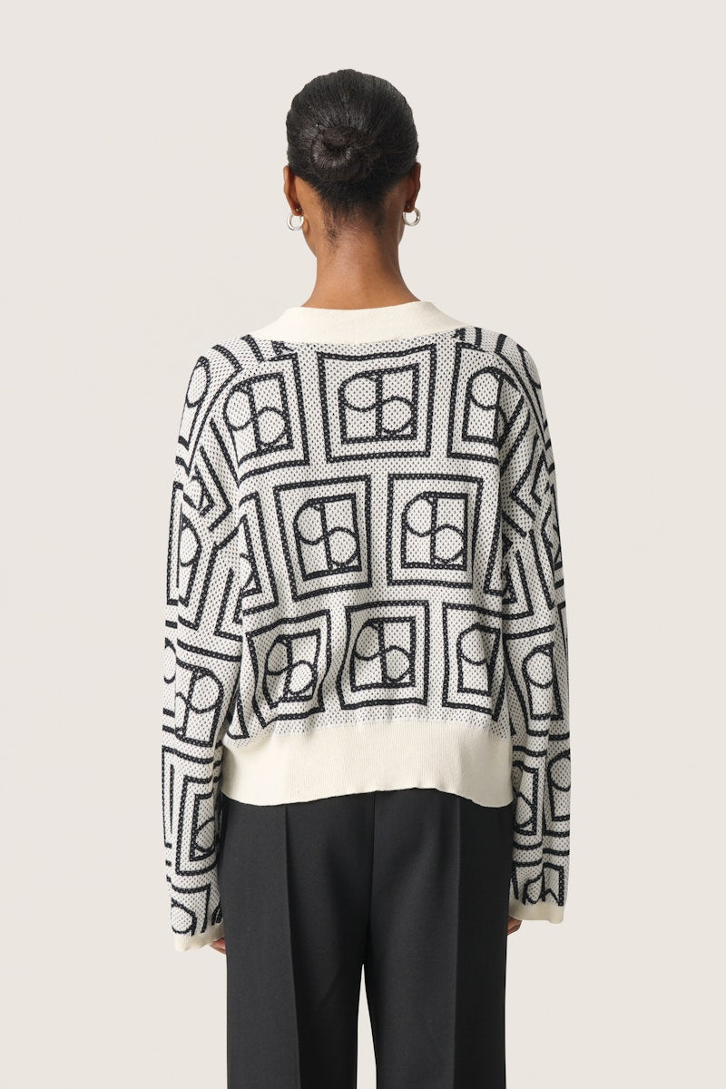 Soaked in Luxury Shonda Cardigan in  White and Black Monogram