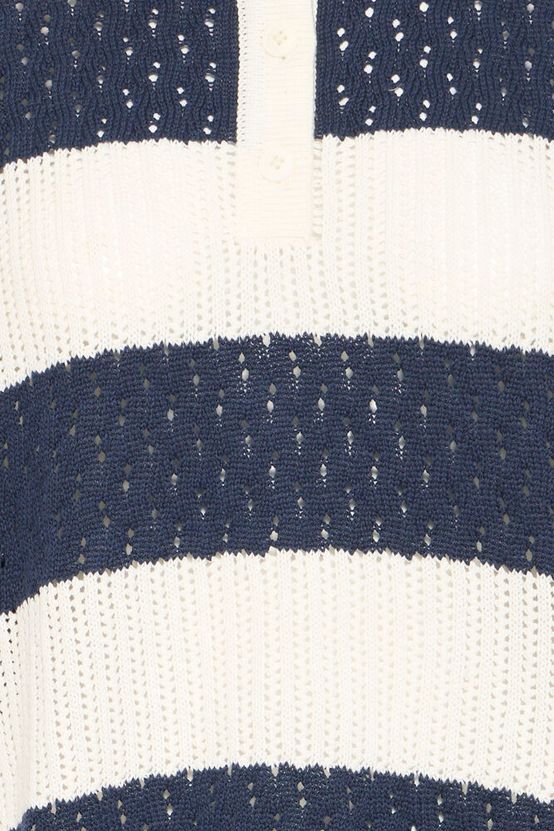 Fransa Vally Polo Shirt in Navy Blazer Stripe