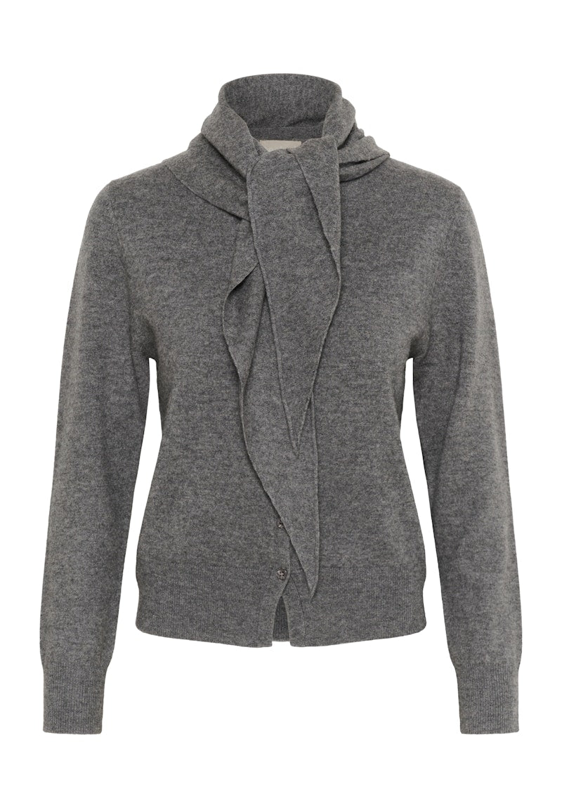 Soaked in Luxury Molina Scarf Cardigan in Grey Melange