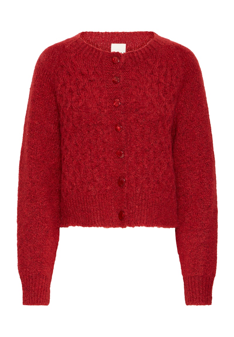 ICHI Belablue Cardigan in Red Dahlia