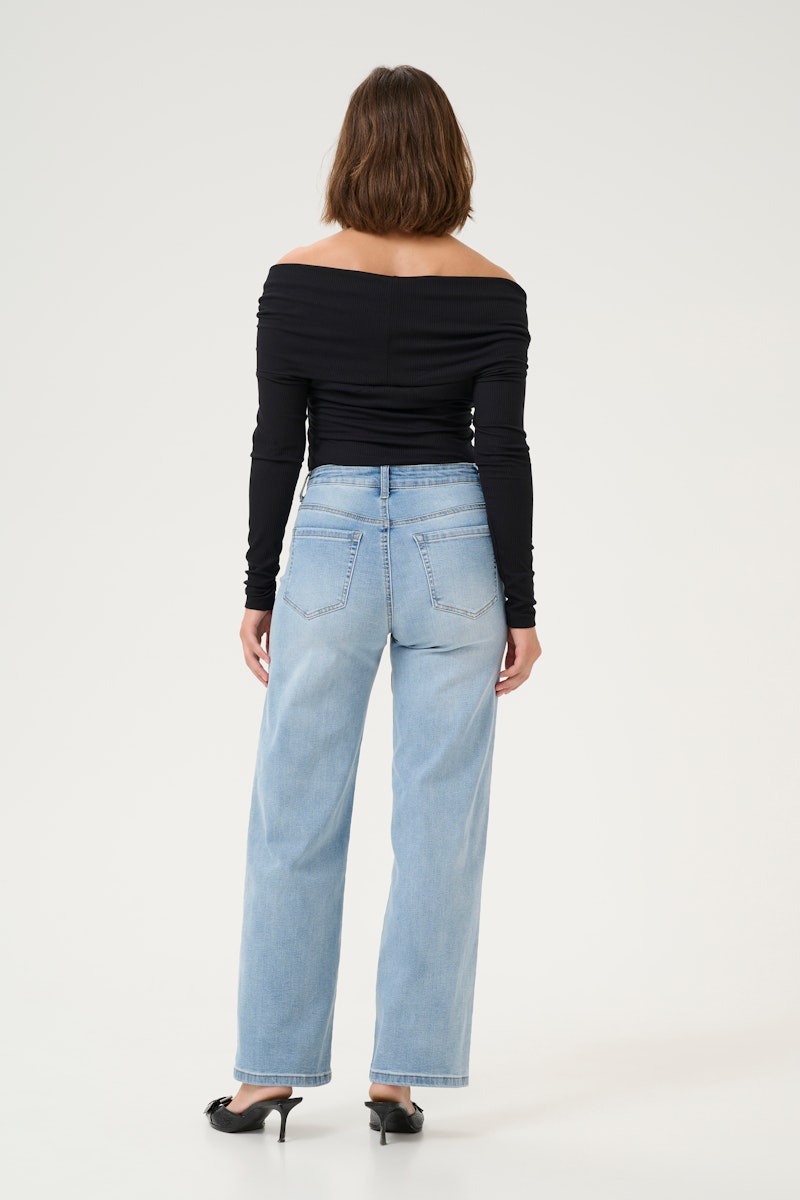 Kaffe Karla HW Wide Jeans in Light Blue Wash