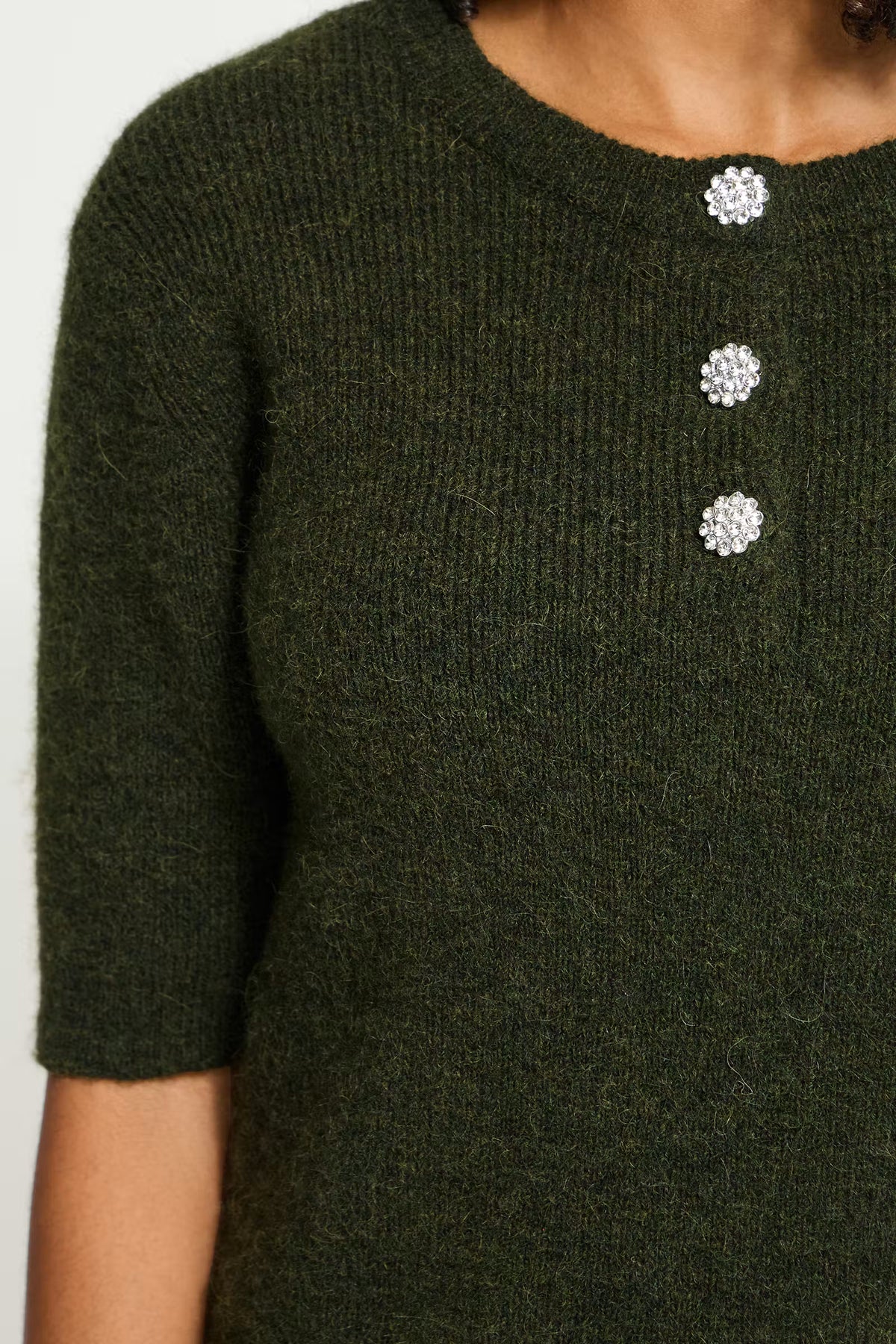 ICHI Fantia Knit in Forest Night Melange