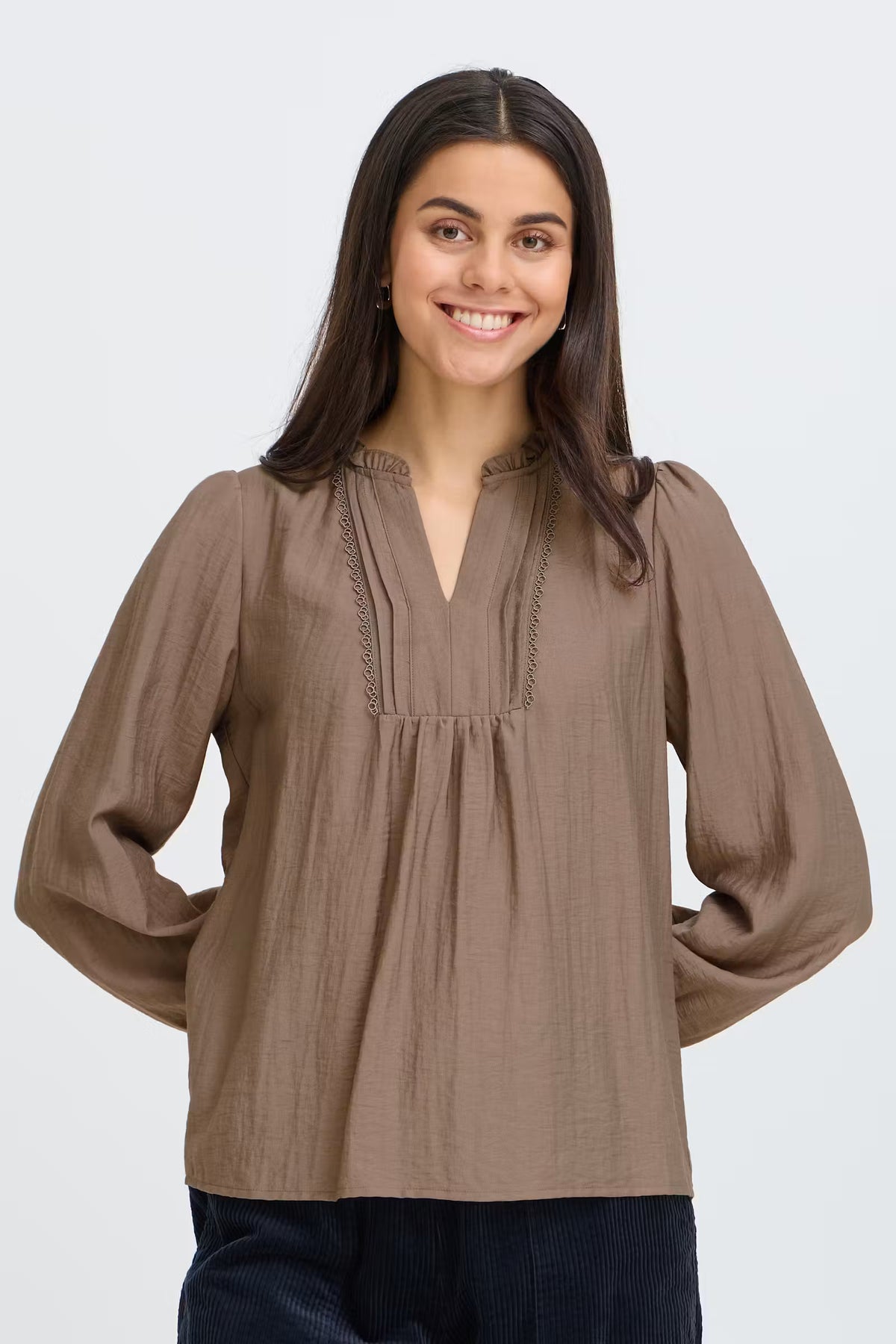 Fransa GIDA Blouse in Driftwood