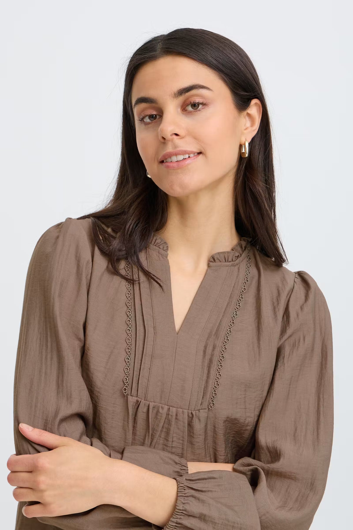 Fransa GIDA Blouse in Driftwood