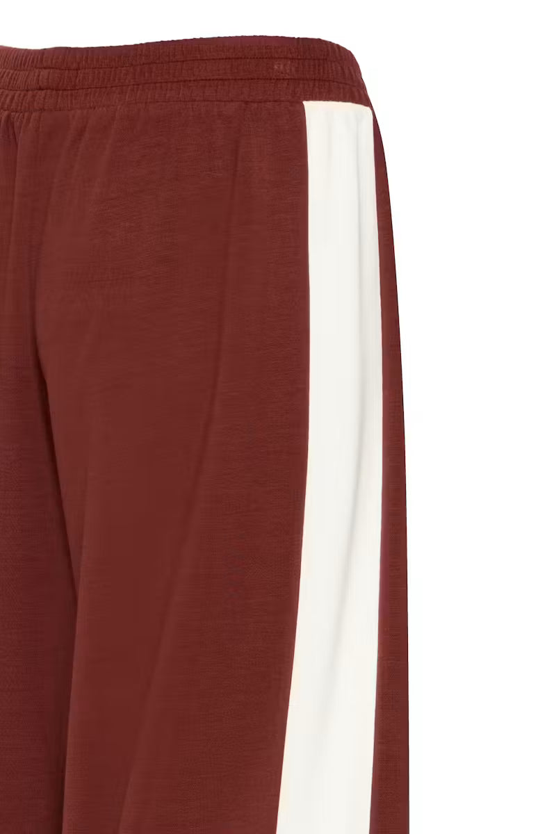 Fransa Aurora Pant in Rum with White Contrast Stripe