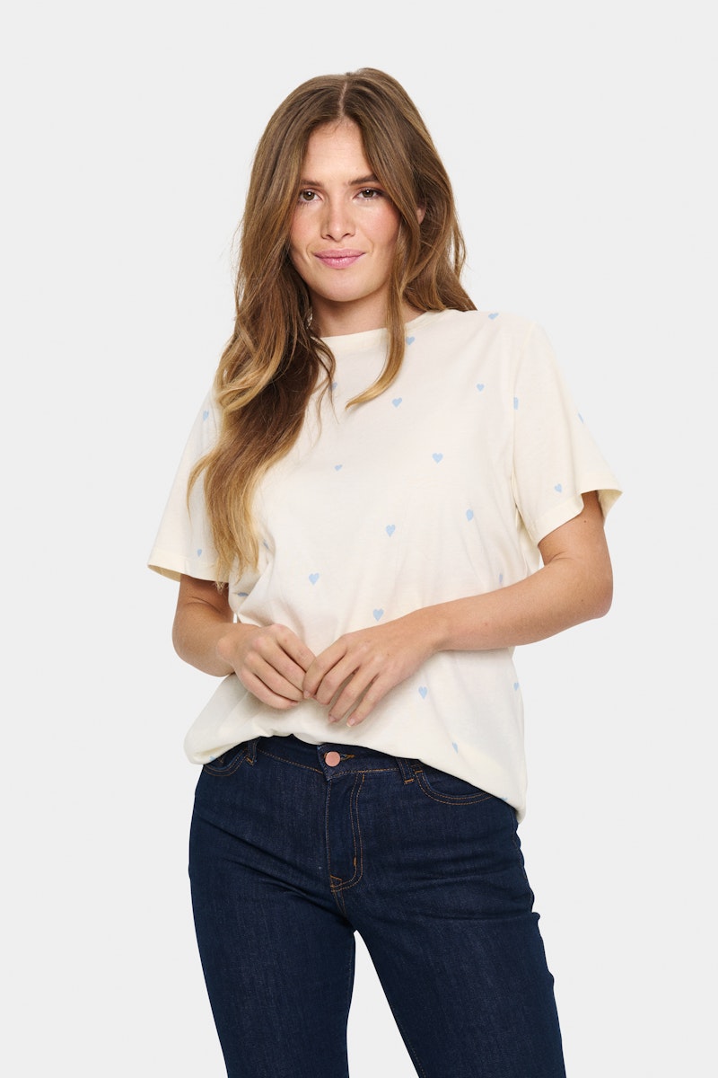 Saint Tropez Dagni T-shirt in pretty blue printed Ice Airy Hearts