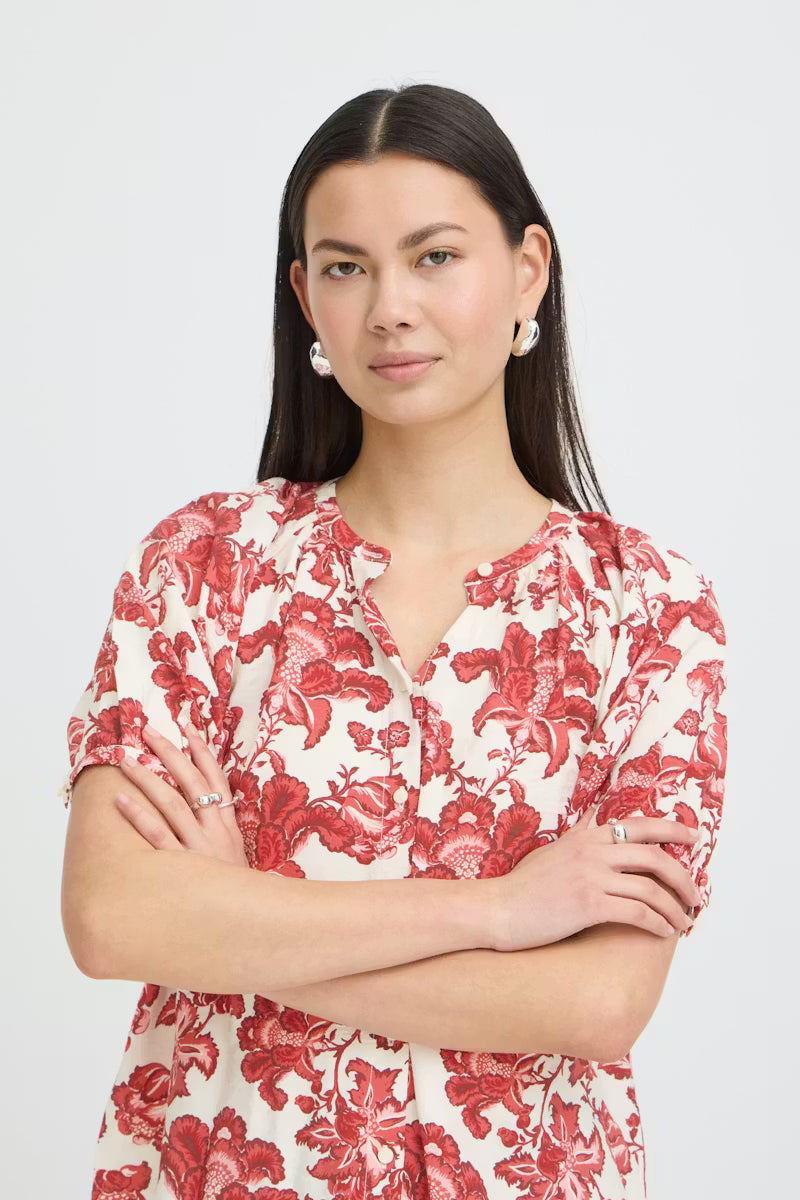 ICHI Gilvis Shirt in Red Floral