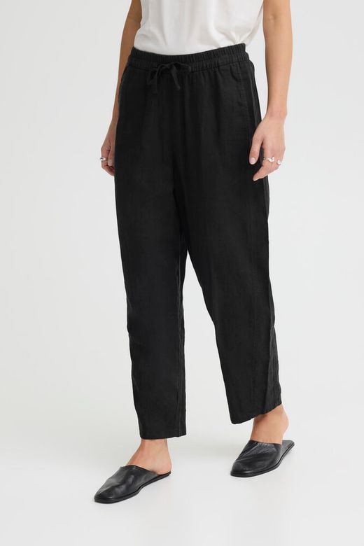 ICHI Linno Barrel Leg Pants Black