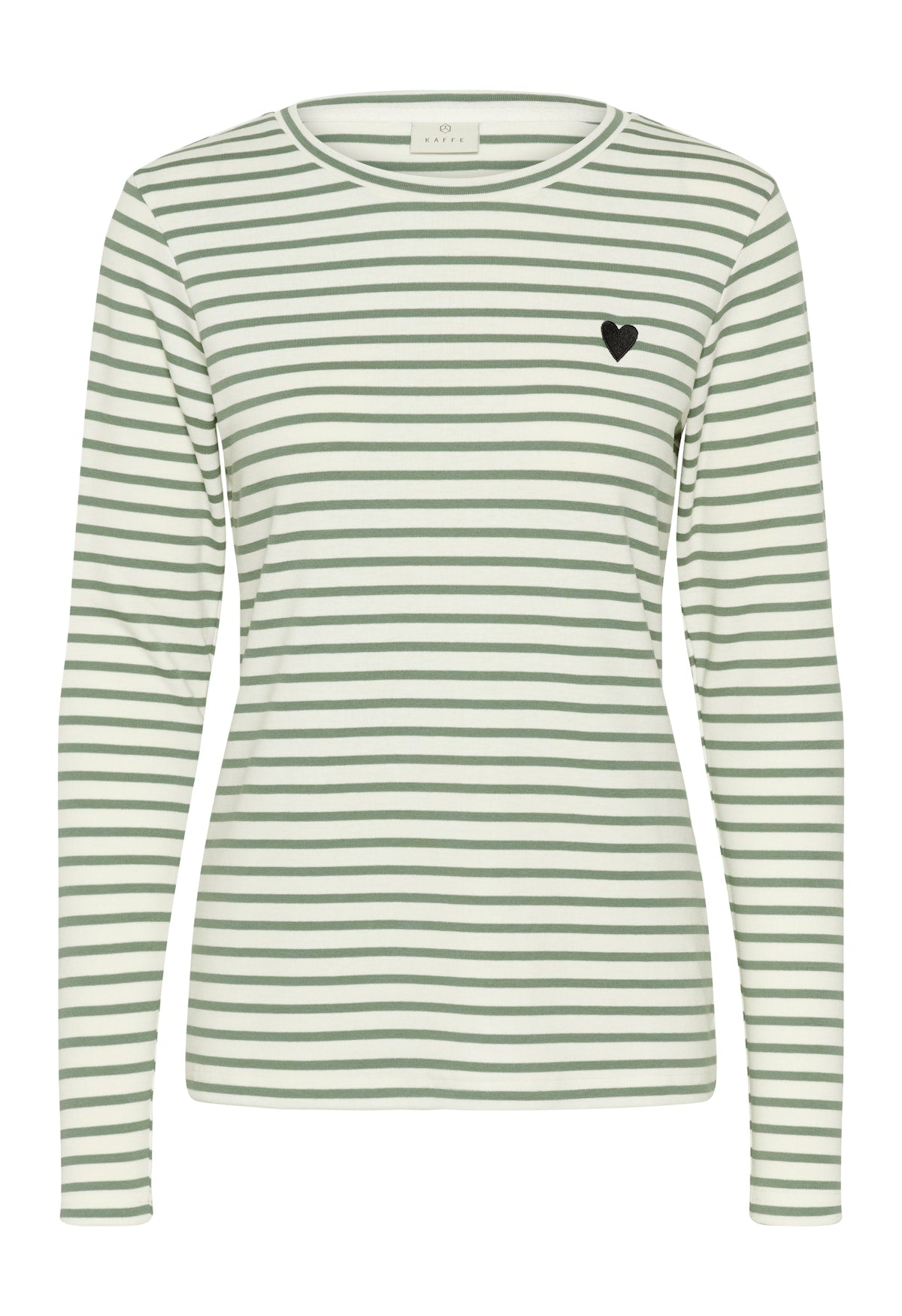 KAFFE Liddy Long Sleeved T-Shirt in Chalk & Sea Spray