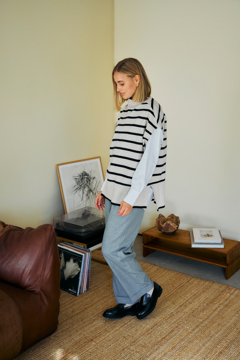 Fransa Bitte Poncho in Limestone Melange