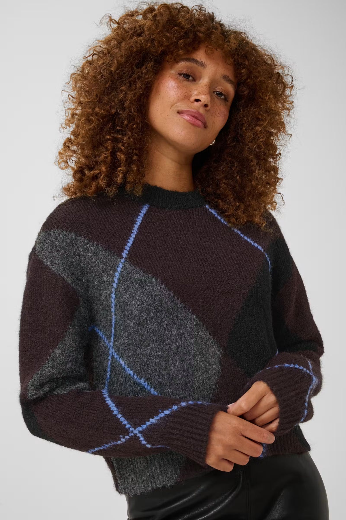 Kaffe Grith Wool Blend Argyle Pullover