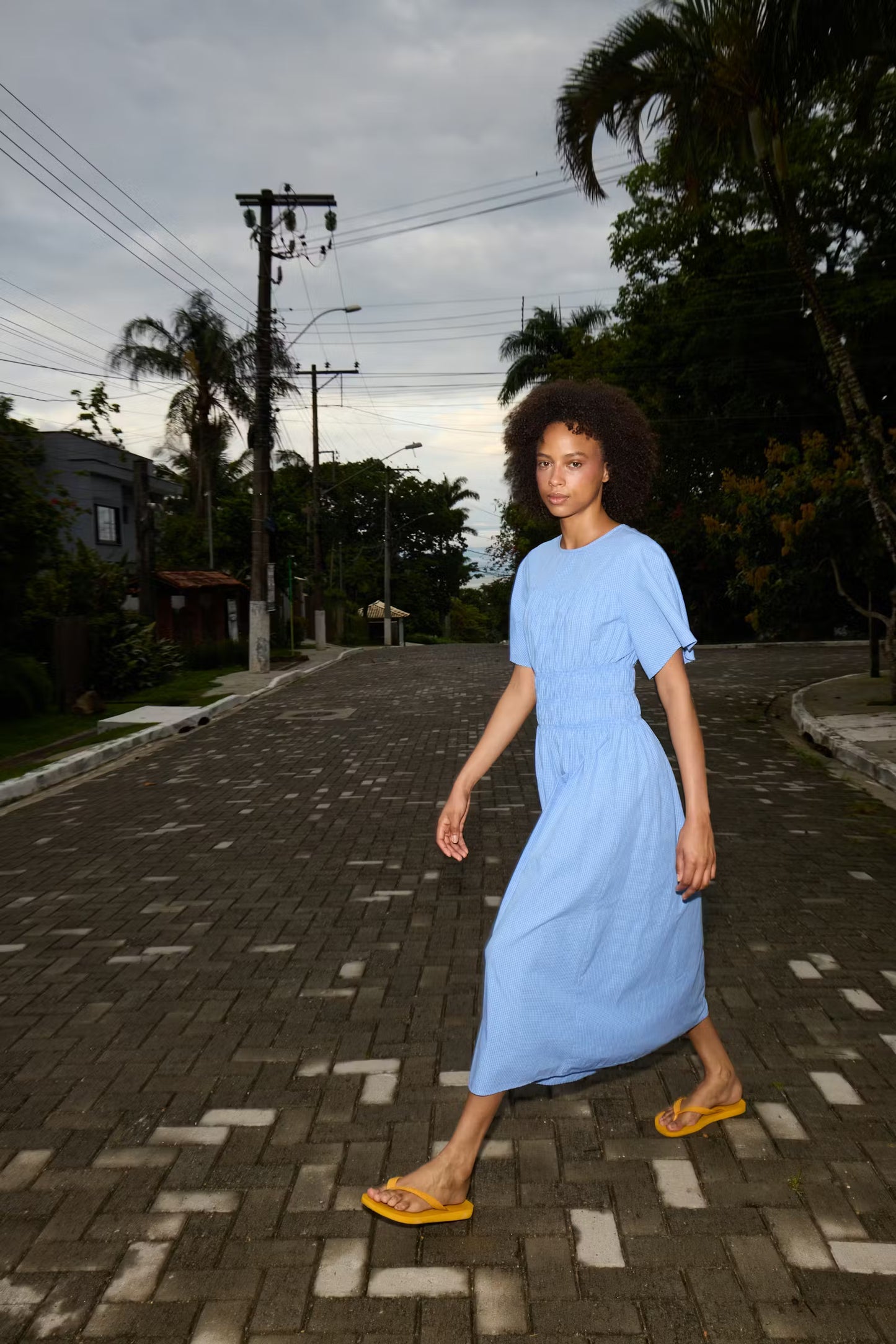 ICHI Wenda Dress in Blue / White Check