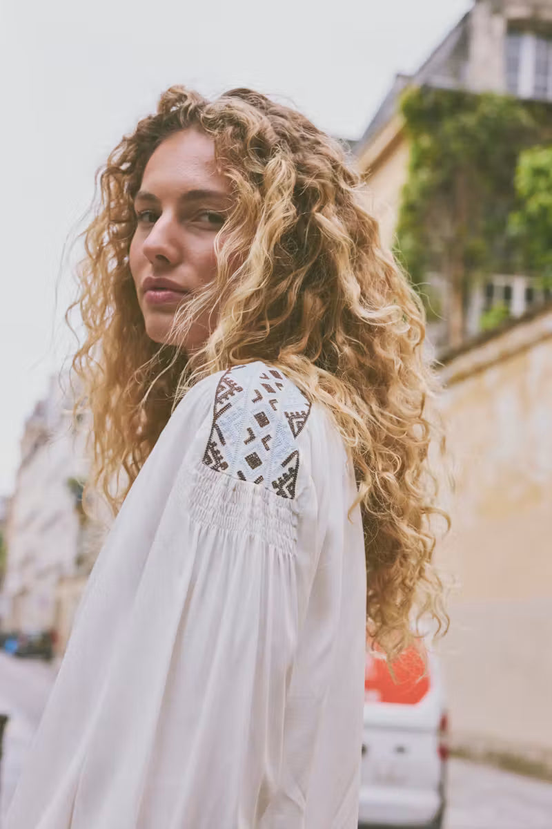 Fransa Helene Blouse in Whisper White