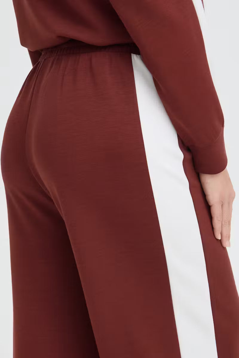 Fransa Aurora Pant in Rum with White Contrast Stripe